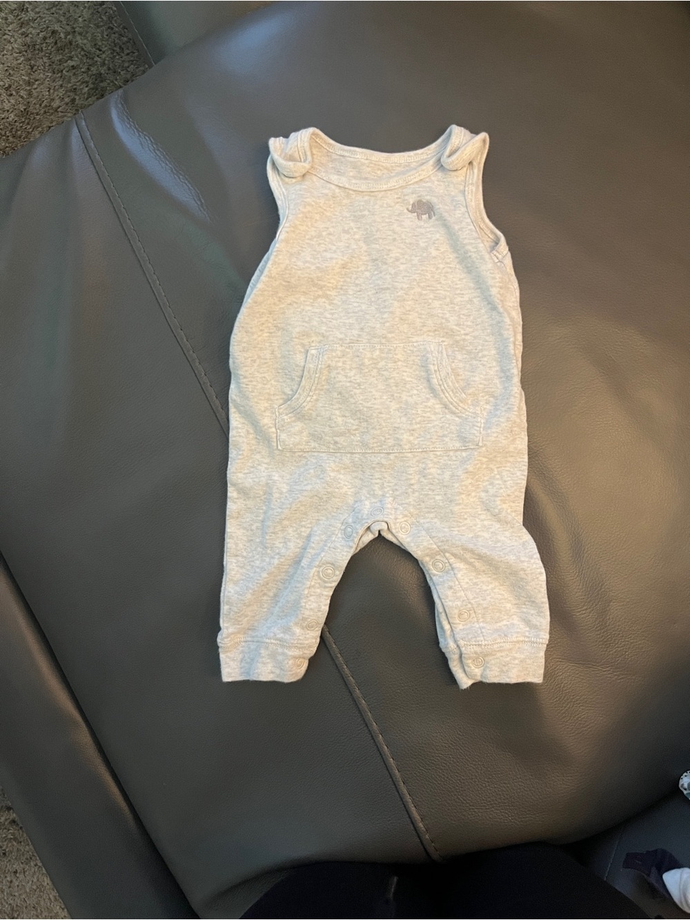 Carter's Light Gray Sleeveless Baby One-Piece Romper with Elephant Logo